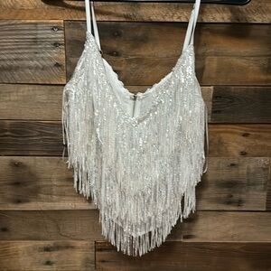 12th Tribe S white sequin tank